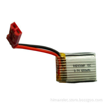 High Drain 15C 600mAh 1S2P 802030 3.7V Lithium Polymer Battery,High energy density